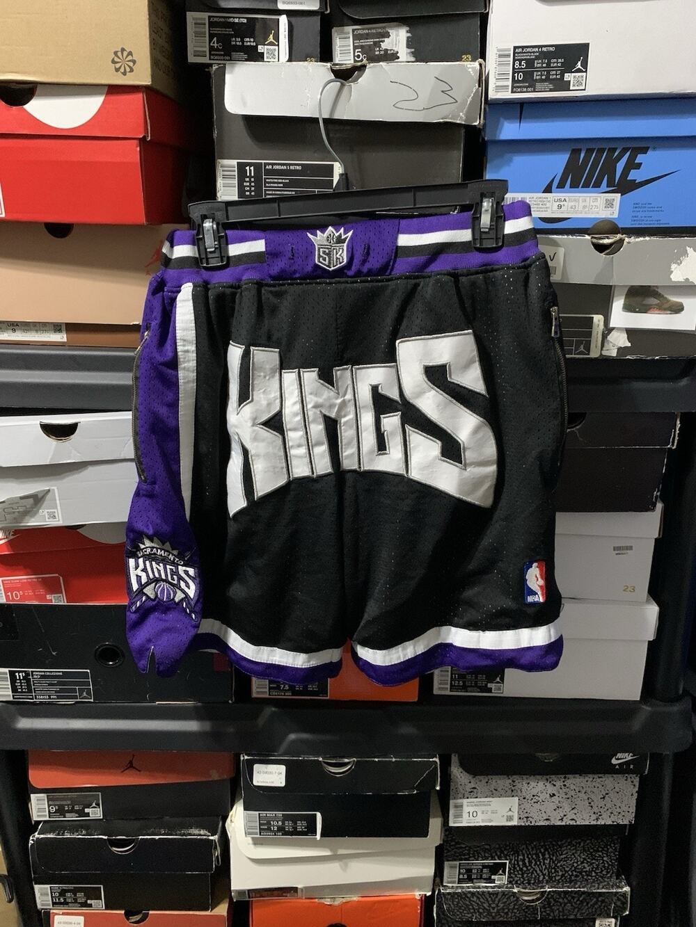 Size S-Just Don Sacramento Kings Shorts Men's Purple 1994-95 USA NBA